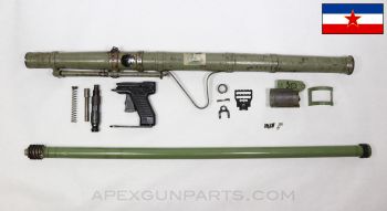M57 Anti-Tank Grenade Launcher Parts Kit, Complete w/Bipod and Cleaning Rod, Demilled, 44mm, Yugoslavian *Good* 
