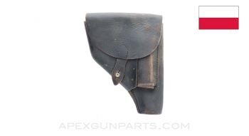 Polish P64 Leather Pistol Holster, w/Attachments on Back for Cross Strap, *Good*