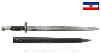 Yugoslavian M1924 Mauser Bayonet and Scabbard, Unmarked, In the White *Excellent*