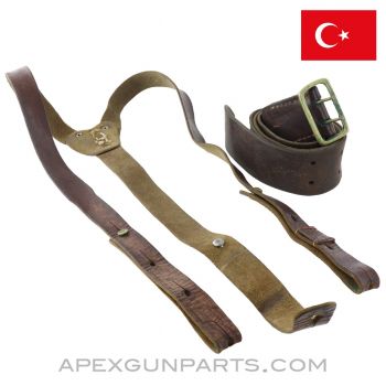 Turkish Leather Belt and Suspenders *Good*