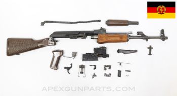 East German AK-47 MPi-KM Parts Kit, w/ Original Chrome Lined Populated Barrel, Pebble Stock, Balkans War, 7.62x39, *Good*