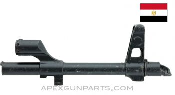 Egyptian AKM Front Sight Block & Gas Block, w/ Slant Muzzle Brake, Attached to Demilled Barrel Section, *Good*