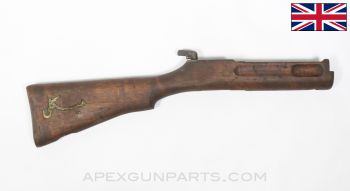 British Lanchester SMG Project Stock, 22.5", Stripped w/ Takedown Lever Assembly, Egyptian Cutaway Trainer Marked *Fair* 