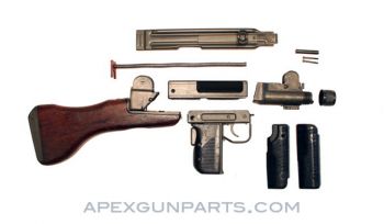 UZI Parts Kit w/Cracked Wooden Stock, Includes Front Trunnion, 9mm Luger *Very Good* 