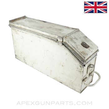 Vickers Belt Box #10, Painted White, No Leather Tabs, WW2, 250rd, .303BR *Fair* 