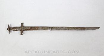 18th Century Indian Talwar Battle Short Sword, w/ Bends, Broken Handles, Rust & Repairs *Poor Condition /  Heavy Use* 