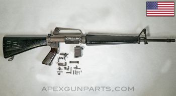 Colt Armalite Model 01 AR15 / M16A1 Parts Kit, 20" Barrel, A1 Stock and Triangle Handguards, Early Brown Fiberglass Pistol Grip, .223mm *Good*