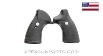 Ruger Police Service Six Pistol Grip Set, Square Butt, .38, Rubber, *Good*