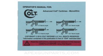 Colt Monolithic Advanced Carbine Operator's Manual, Paperback *NEW* 