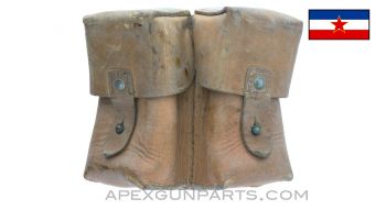 SKS Ammunition Pouch, Two Pocket, Leather, Yugoslavian