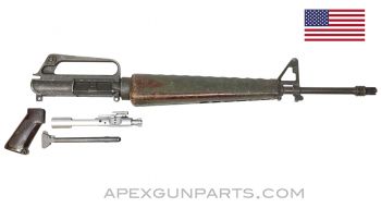 Colt 601 M16 Upper Assembly, 20" Barrel, w/ Bolt Carrier Assy. & Chrgng Hndl, Brown Pistol Grip & Hand Guards, Duckbill Flash Hider *Good* 