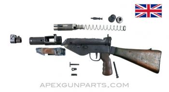 STEN Mk 5 SMG Parts Set with Wood Stock &amp; Grip, 9mm Luger, British