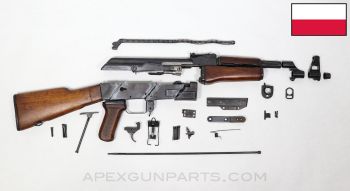 Polish KbK Model "N" Milled AK-47 Parts Kit, w/ Cut Receiver, Wood, Matching, Scope Rail, 7.62X39 *Good*
