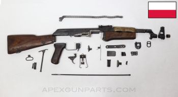 Polish KbK Model "N" Milled AK-47 Parts Kit, Wood, Partially Matching, No Scope Rail, 7.62X39 *Good*