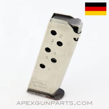 Walther PPK Magazine, 6rd, Stainless Steel, .380/9mm Kurz *Good*