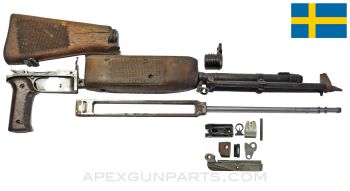 Swedish M1921 BAR Partial Parts Kit, Cracked Buttstock, 6.5x55 *Fair*