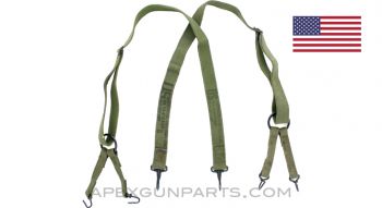 M-1941 USMC Suspenders, OD Green Canvas, Vietnam Era, Set of 2, *Very Good* 