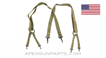 M-1941 USMC Suspenders, Khaki Canvas or OD Green, Set of 2, *Good* 