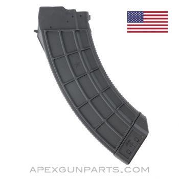 US PALM AK-47 Magazine, 30rd, Waffle Pattern, Black Polymer, Polymer Lug, 7.62x39 *NEW*