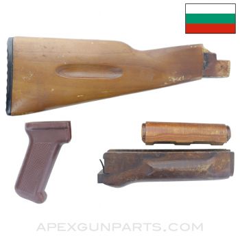 Bulgarian AK-74 Wood Stock Set, w/ Polymer Pistol Grip, *Good*