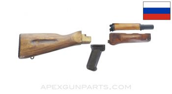 Russian AK-74 Furniture Set, Laminate Wood, w/ Gas Tube & Polymer Plum Pistol Grip, *Very Good* ONE-OFF