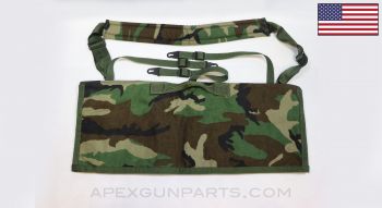M249 / M240B Spare Barrel Bag, w/ Shoulder Strap, Woodland Camo Pattern *NOS*