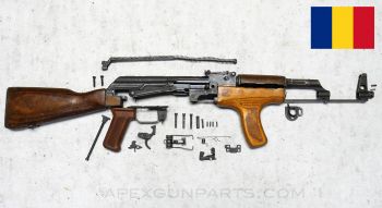 Romanian M63 AK-47 Parts Kit, Laminated Wood Stock &amp; Forward Grip, Blued, Matching, 7.62X39 *Good* 