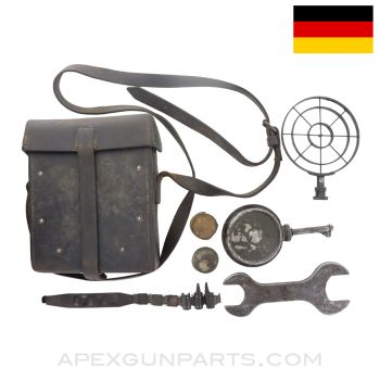 MG-34 Gunners Pouch and Kit with Shoulder Strap, Spider Sight, Incomplete Set, Leather *Good*