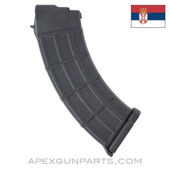 AK-47 Magazine, 30rd, Black Polyamide with Steel Lug & BHO, Serbian Model 320, 7.62x39 *NEW* 