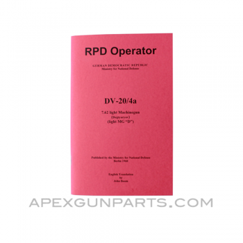 RPD Operator's Manual, East German Issue, Translated From Original, Paperback, *NEW*