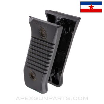 Yugoslavian M56 Submachine Gun Grip Panels, w/ Screws, Black Plastic, 7.62x25 *Good* 