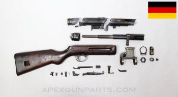 MP-41 Parts Kit w/Wood Stock, Haenel Marked Torch Cut Receiver, No Front Receiver Stub, German Issue, 9mm *Good* 