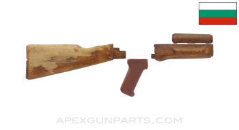 Bulgarian AK-74 Wood Stock Set, w/ Polymer Pistol Grip *Poor*