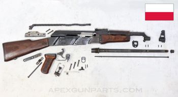 Polish KbK Model "N" Milled AK-47 Parts Kit, w/Original Barrel, Cut Receiver, Wood, Matching, Scope Rail, 7.62X39 