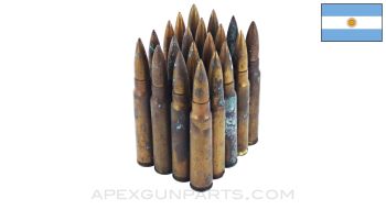 7.65x53MM Mauser - 20RD Surplus Argentine, FMJ - Mixed Head Stamps *Good*