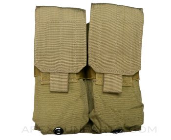 Double M4 Magazine Pouch, Holds 4 Mags, Velcro Retention, Molle Mounted, Coyote *Very Good*