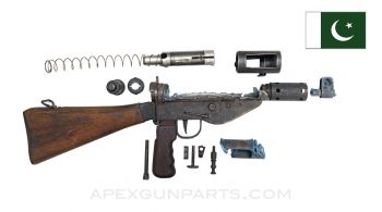 STEN Mk 5 SMG Parts Set with Wood Stock & Grip, 9mm Luger, Pakistan